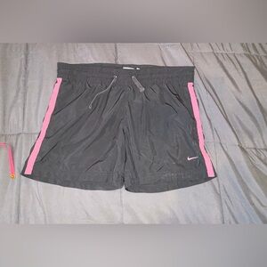 Nike Athletic Dept Gray Running Shorts Pink Stripe Size S Drawstring